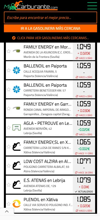 Páginas web en Granada: Mi Carburante Combustibles